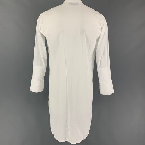 LA HAINE Camisa Manga Larga Cuello Nehru Algodón Blanco Talla L