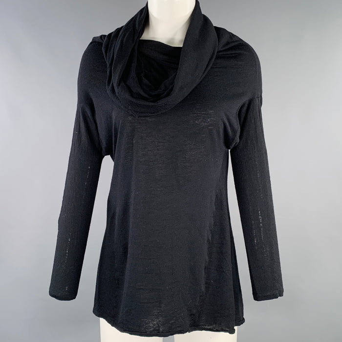 ALEXANDER MCQUEEN Size 4 Black Viscose Blend Cowl Collar Pullover