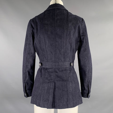 GIORGIO ARMANI Size 6 Indigo Denim Military Jacket