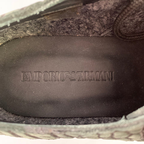 EMPORIO ARMANI Size 6 Green Grey Textured Suede Tread Sole Lace-Up Shoes