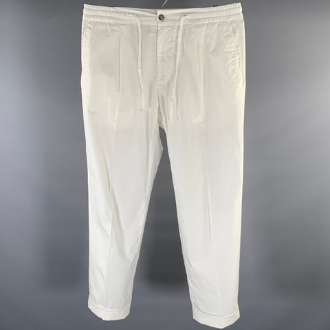 VAULT 134 Size M White Pleated Cotton Blend Drawstring Casual Pants
