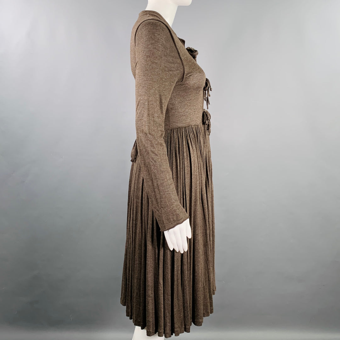 STELLA McCARTNEY Size M Brown Viscose Pleated Dress