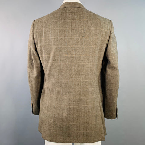 ERMENEGILDO ZEGNA Size 44 Brown Red Blue Plaid Wool Sport Coat
