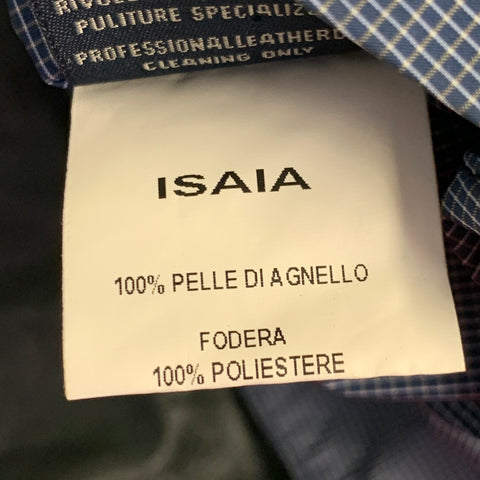ISAIA SS13 Size M Black Blue White Reversible Zip Up Lambskin Leather Jacket