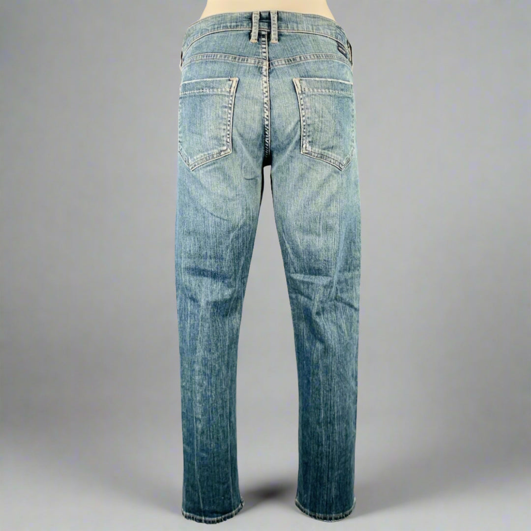 GOLDSIGN Size 27 Blue Cotton Blend Distressed Jeans
