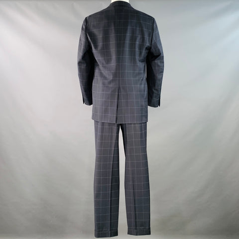 POLO by RALPH LAUREN Size 40 Regular Navy Grey Checkered Virgin Wool 3 Piece Suit