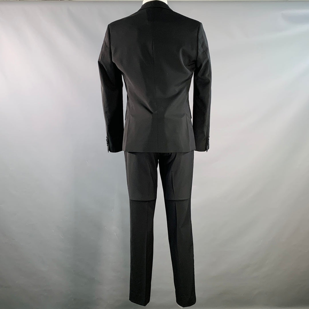 ROBERTO CAVALLI Size 38 Black Virgin Wool Notch Lapel Suit
