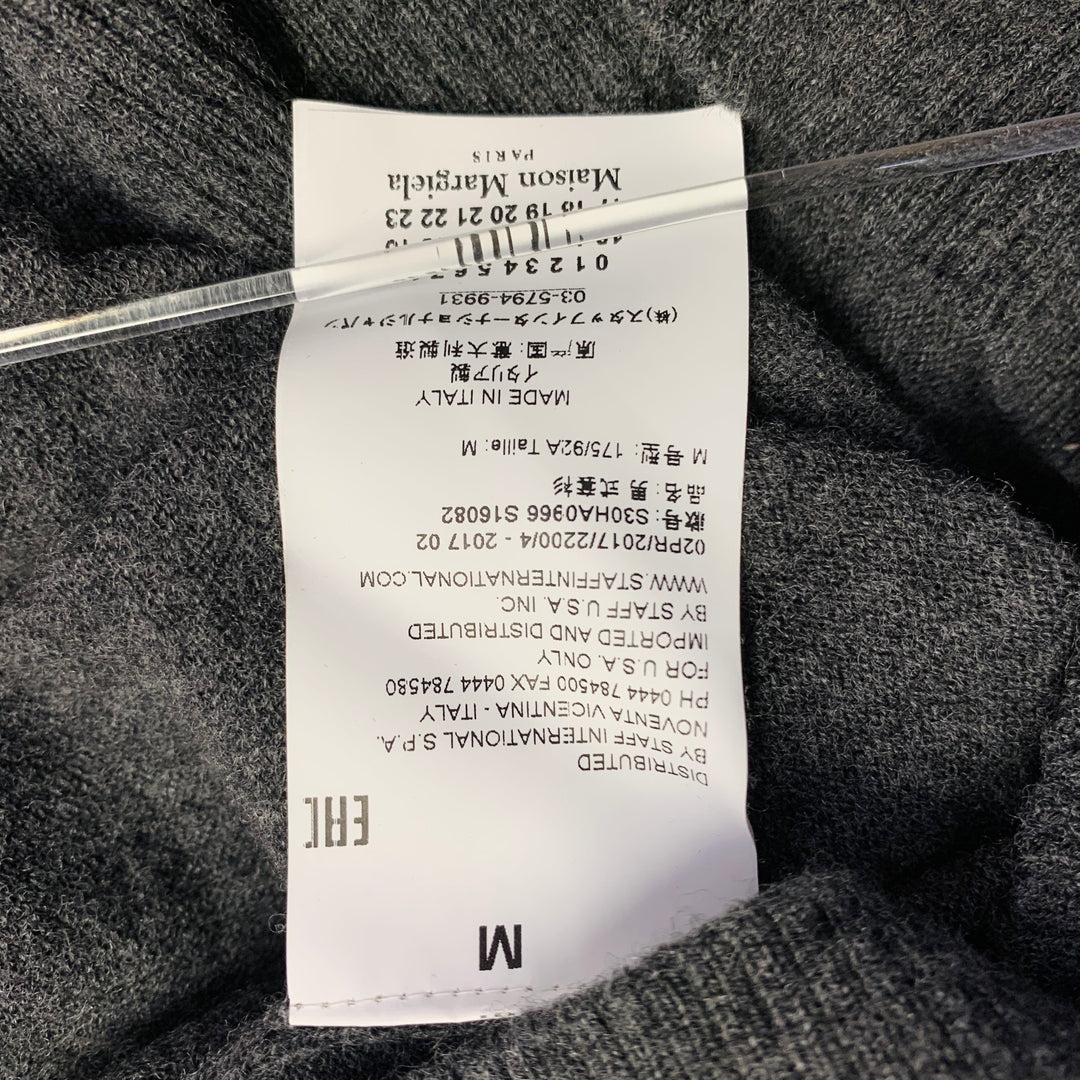 MAISON MARGIELA Size M Grey Brown Wool Suede Elbow Patches Sweater