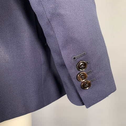 ERMENEGILDO ZEGNA Chest Size 40 Navy Wool  Silk Notch Lapel Sport Coat