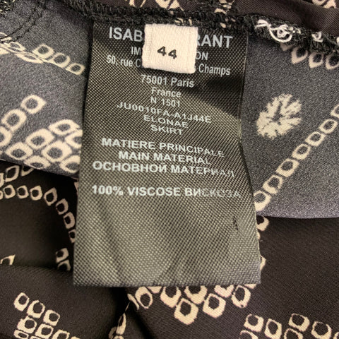 MARANT ETOILE Size 8 Elonae Black Cream Viscose Abstract Drawstring Skirt