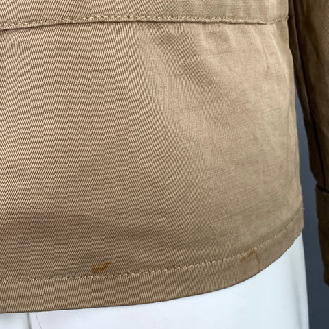BOTTEGA VENETA Size 40 Khaki Linen Cotton Twill Buckles Zip Up Bondage Jacket