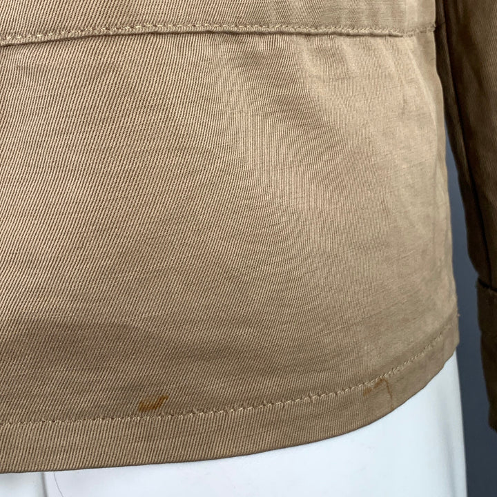 BOTTEGA VENETA Size 40 Khaki Linen Cotton Twill Buckles Zip Up Bondage Jacket
