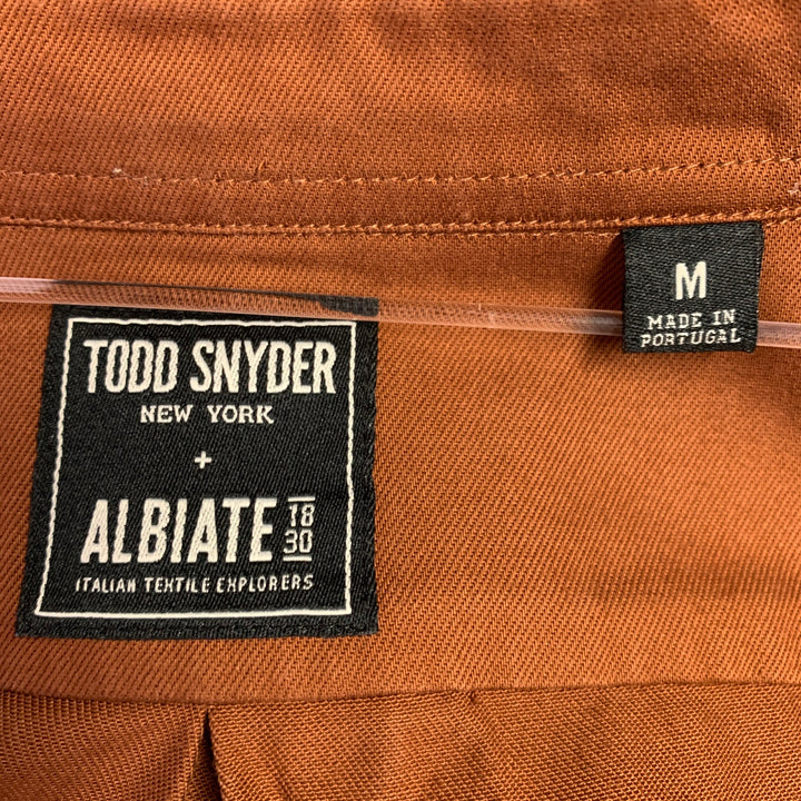 TODD SNYDER Size M Orange Rust Twill Cotton Patch Pockets Long Sleeve Shirt