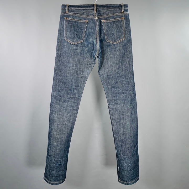 A.P.C. Size 30 Blue Contrast Stitch Cotton Straight Button Fly Jeans