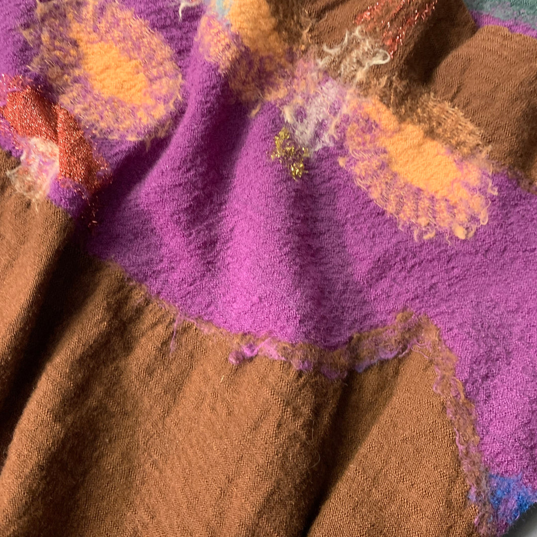 KAPITAL Brown Multi Color Sugar Skull Wool Scarf