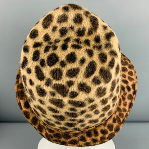 JENNIFER QUELLETTE Beige Brown Animal Print Bow Hat