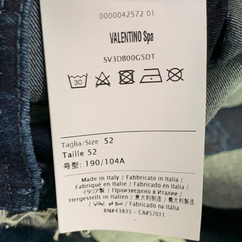 VALENTINO Chemise à manches longues en coton camouflage indigo taille 42 coupe oversize
