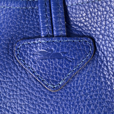 LONGCHAMP Blue Pebble Grain Leather Tote Handbag