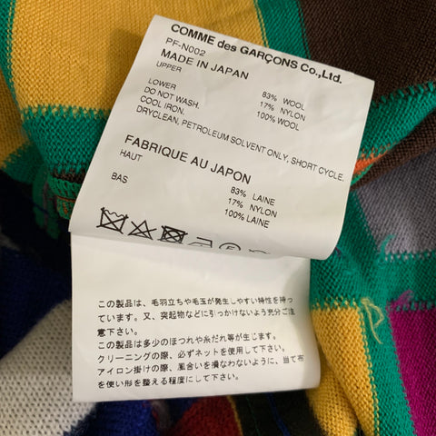 COMME des GARCONS Size L Blue Green & multi color Geometric Wool Blend Cardigan