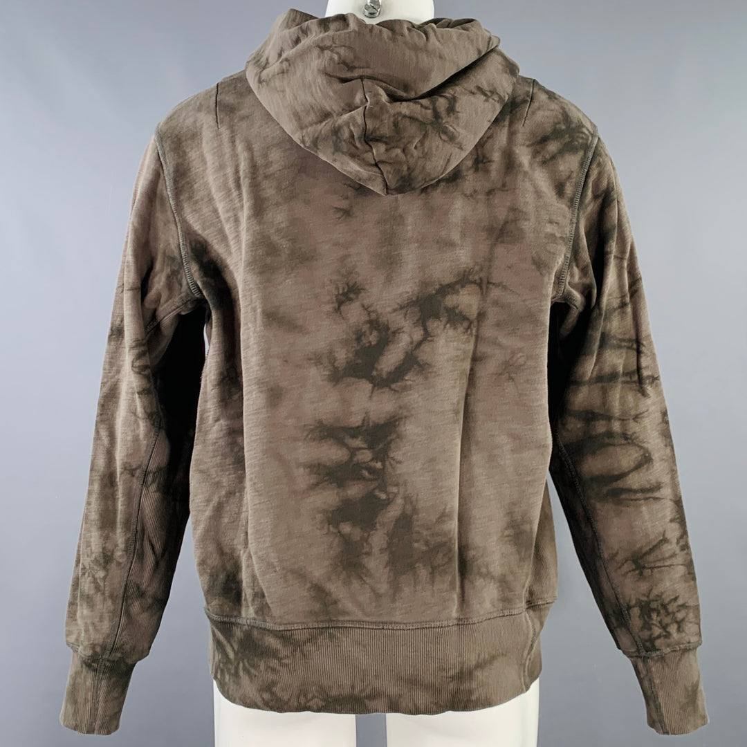 RAG & BONE Size M Green Olive Tie Dye Cotton Hooded Sweatshirt