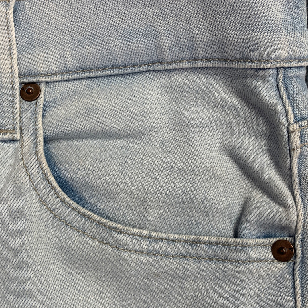 PAIGE Size 29 Federal Blue Cotton Blend Slim Straight Zip Fly Jeans