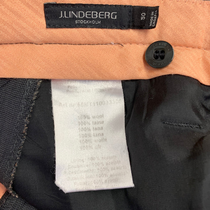 J. LINDEBERG Size 40 Regular Black Grey Wool Peak Lapel Single Button Suit