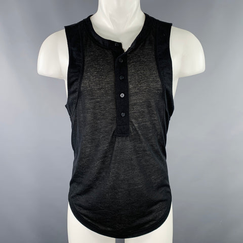 ECKHAUS LATTA Size M Cassius Nightfall Black Polyester Blend Buttoned Tank Top