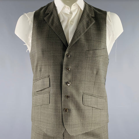 JOSEPH ABBOUD Size 42 Green Charcoal Grey Glenplaid Wool Suit