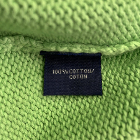 RALPH LAUREN Size L Green Cotton Knit V-Neck Sweater