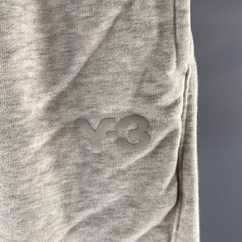 Y-3 Size L Grey Heathered Polyester Blend Sweat Shorts