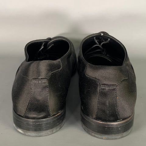 CALVIN KLEIN COLLECTION Size 10 5 Black Satin Lace Lace Up Shoes