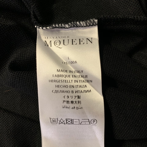 ALEXANDER MCQUEEN Size L Black White Embroidered Collar Polo