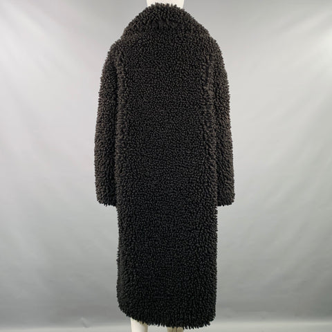STAND STUDIO Size S Leah Black Polyester Shaggy Oversized Faux Fur Snaps Coat