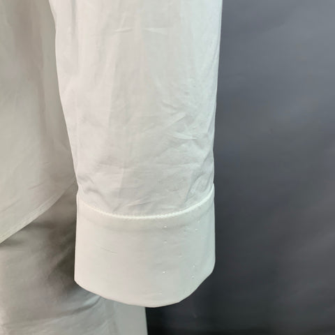 NILI LOTAN Size XL White Cotton Pleated Bib Tuxedo Long Sleeve Shirt