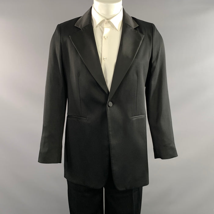 JOSEPH Chest Size 42 Black Solid Viscose Blend Notch Lapel 34 30 Tuxedo