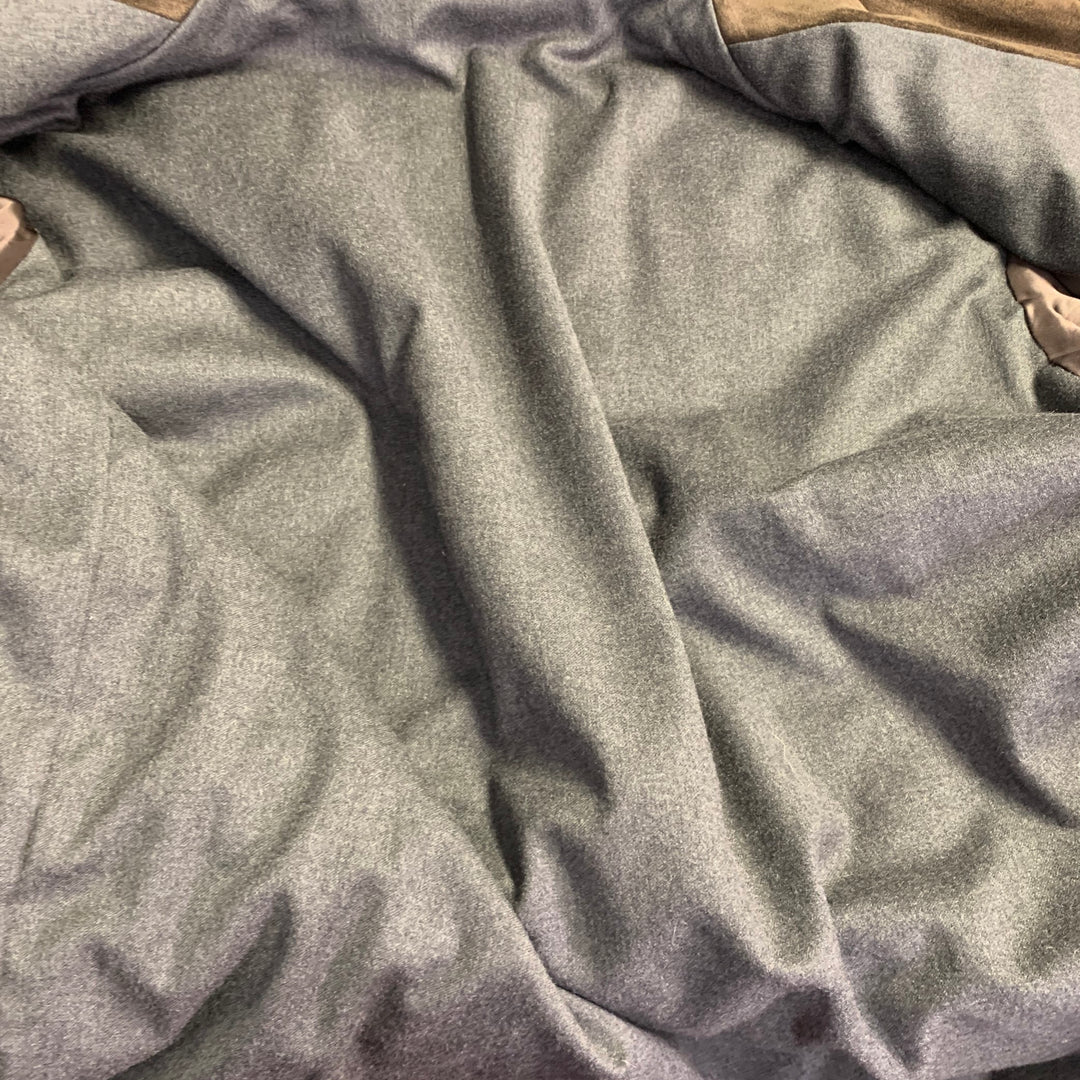 ERMENEGILDO ZEGNA Size L Brown Quilted Suede Zip Up Jacket