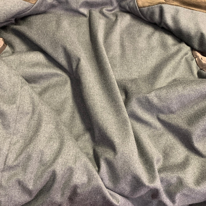 ERMENEGILDO ZEGNA Size L Brown Quilted Suede Zip Up Jacket