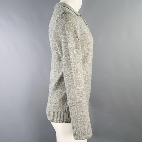 STILL by HAND Size 38 Grey Heather Wool Half Placket Polo