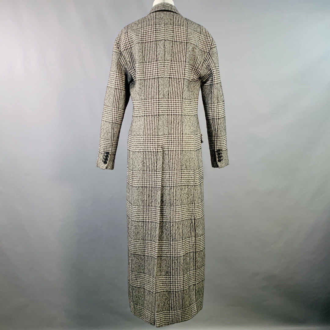 MICHAEL by MICHAEL KORS Size S Black White Wool Blend Plaid Double Breasted Coat
