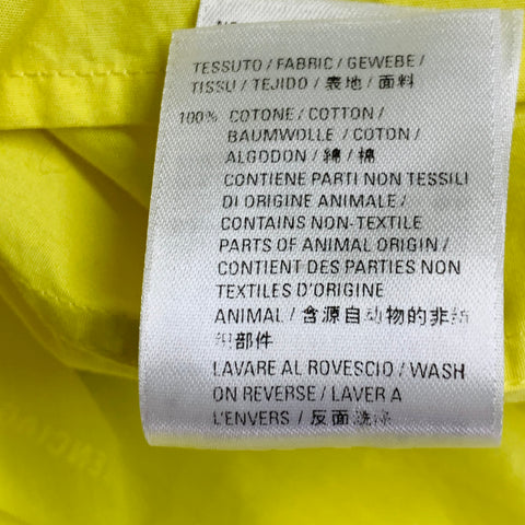 BALENCIAGA Size M Yellow White Logo Cotton Button Down Collar One Pocket Oversized Short Sleeve Shirt