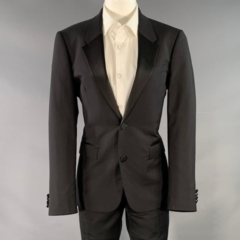 BURBERRY PRORSUM Size 36 Black Wool Mohair Silk Notch Lapel Suit
