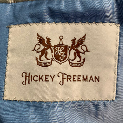 HICKEY FREEMAN Size 48 Regular Blue Grey Plaid Wool Sport Coat