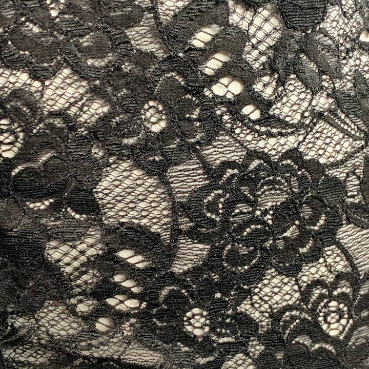 ANNE FONTAINE Size XL Black Stretchy Lace Point Collar Blouse