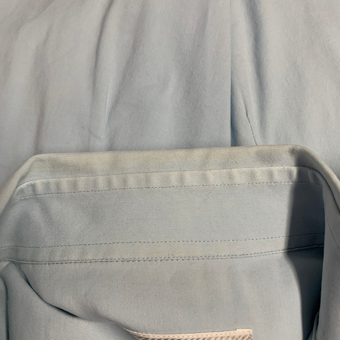 PRADA Size M Light Blue Cotton Blend Spread Collar Long Sleeve Shirt
