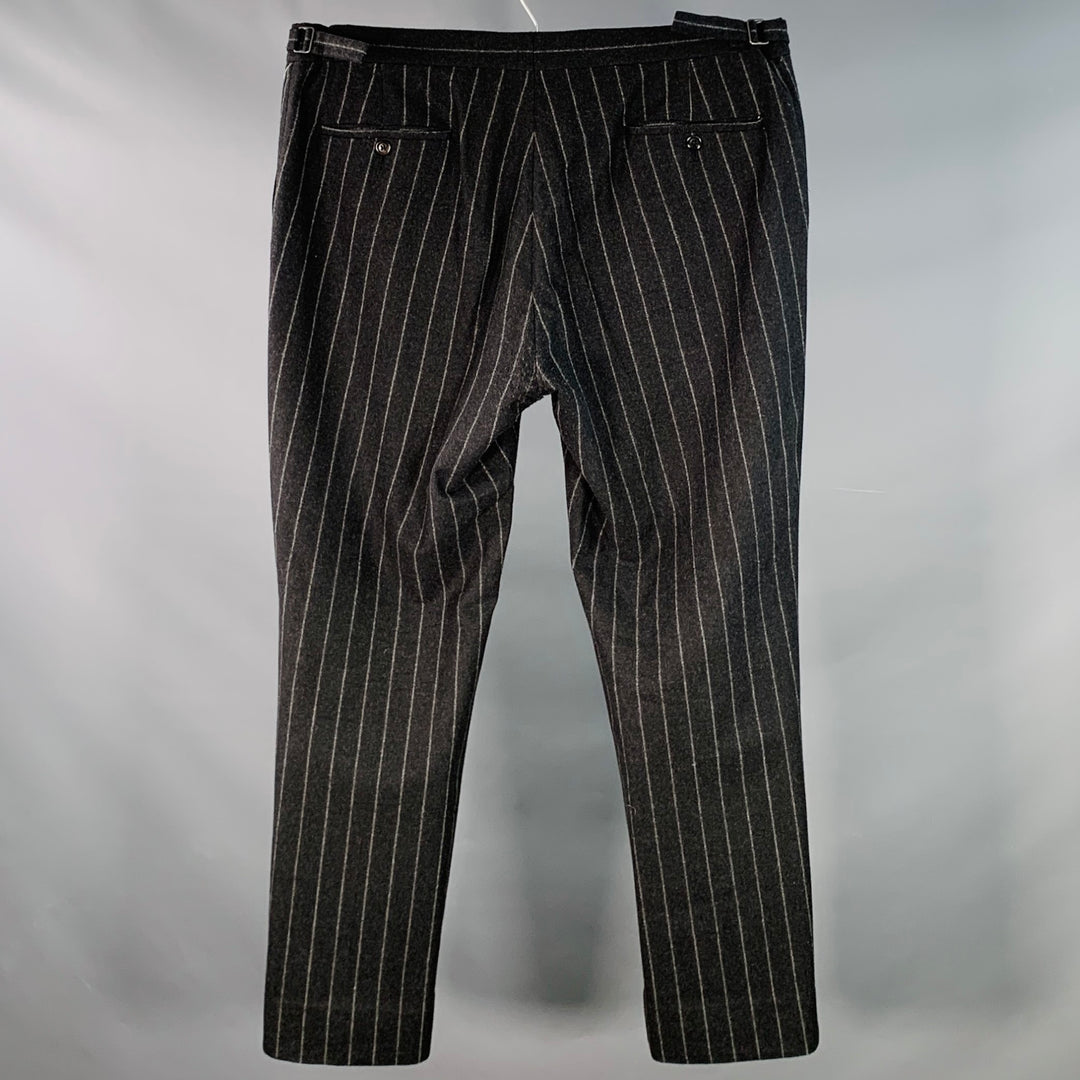 RALPH LAUREN Size 38 Grey Charcoal Pinstripe Wool Cashmere Zip Fly Dress Pants