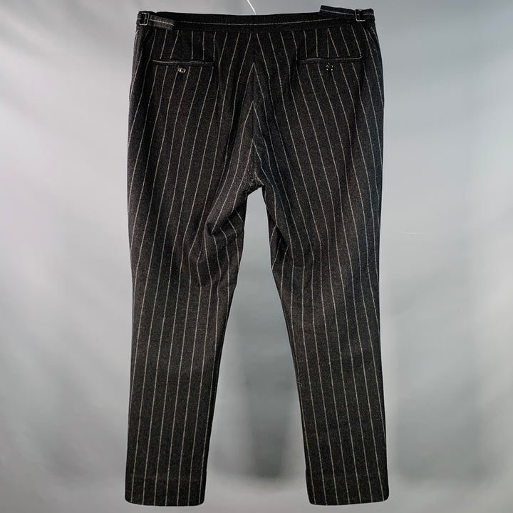 RALPH LAUREN Size 38 Grey Charcoal Pinstripe Wool Cashmere Zip Fly Dress Pants