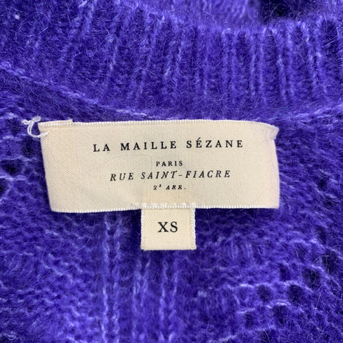 LA MAILLE SEZANE Size XS Purple Mohair Blend Textured Cardigan