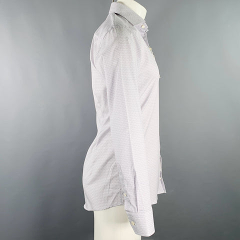 ETON Size S White Grey Abstract Cotton Spread Collar Long Sleeve Shirt