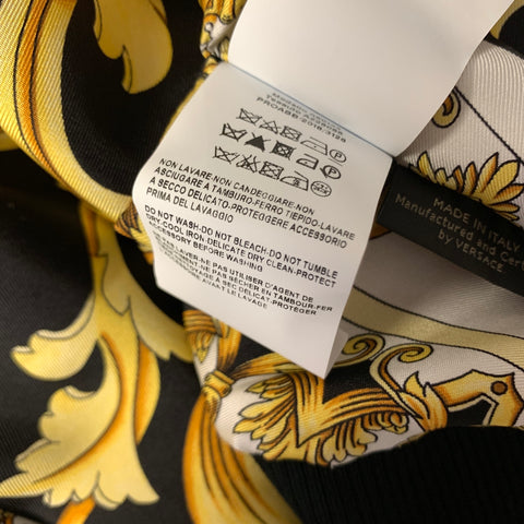 VERSACE Size 4 Black Gold Viscose & Silk Baroque Track Jacket Set