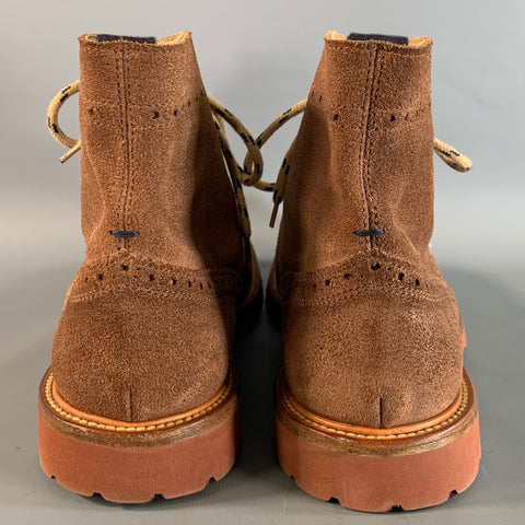 BRUNELLO CUCINELLI Size 10 Brown Wingtip Leather Boots